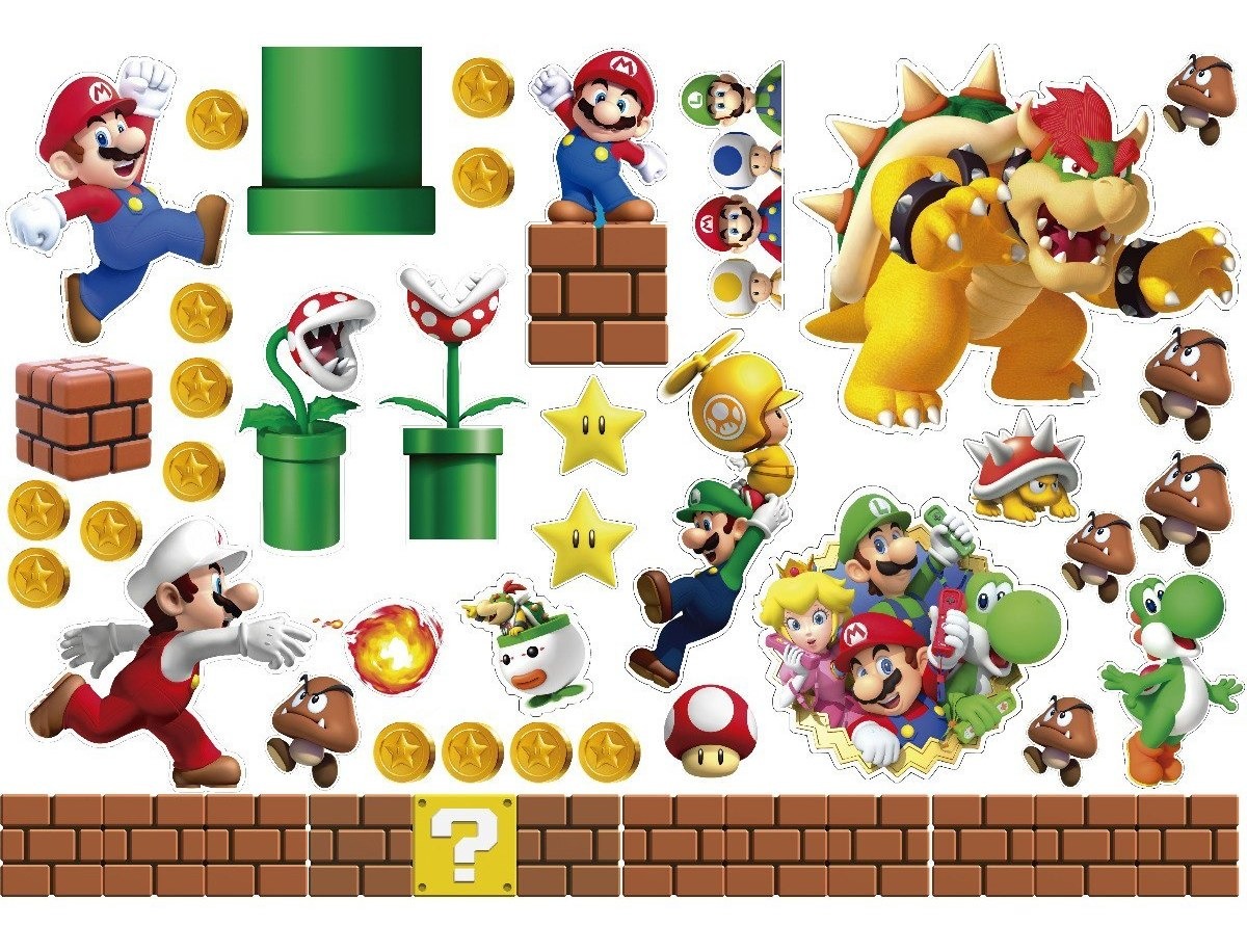 Vinilo Decorativo Mario Bros 3d Stickers D Pared 120x100 Cms Mercado