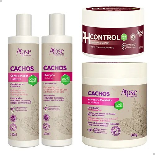 Kit Apse Cachos Ph Control Shampoo Condicionador Ativador Frete grátis
