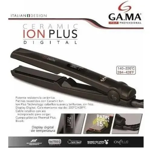Plancha Alaciadora De Cabello Ceramic Ion Plus Gama Italy | Artículos De Belleza Y Peluquería Luvi