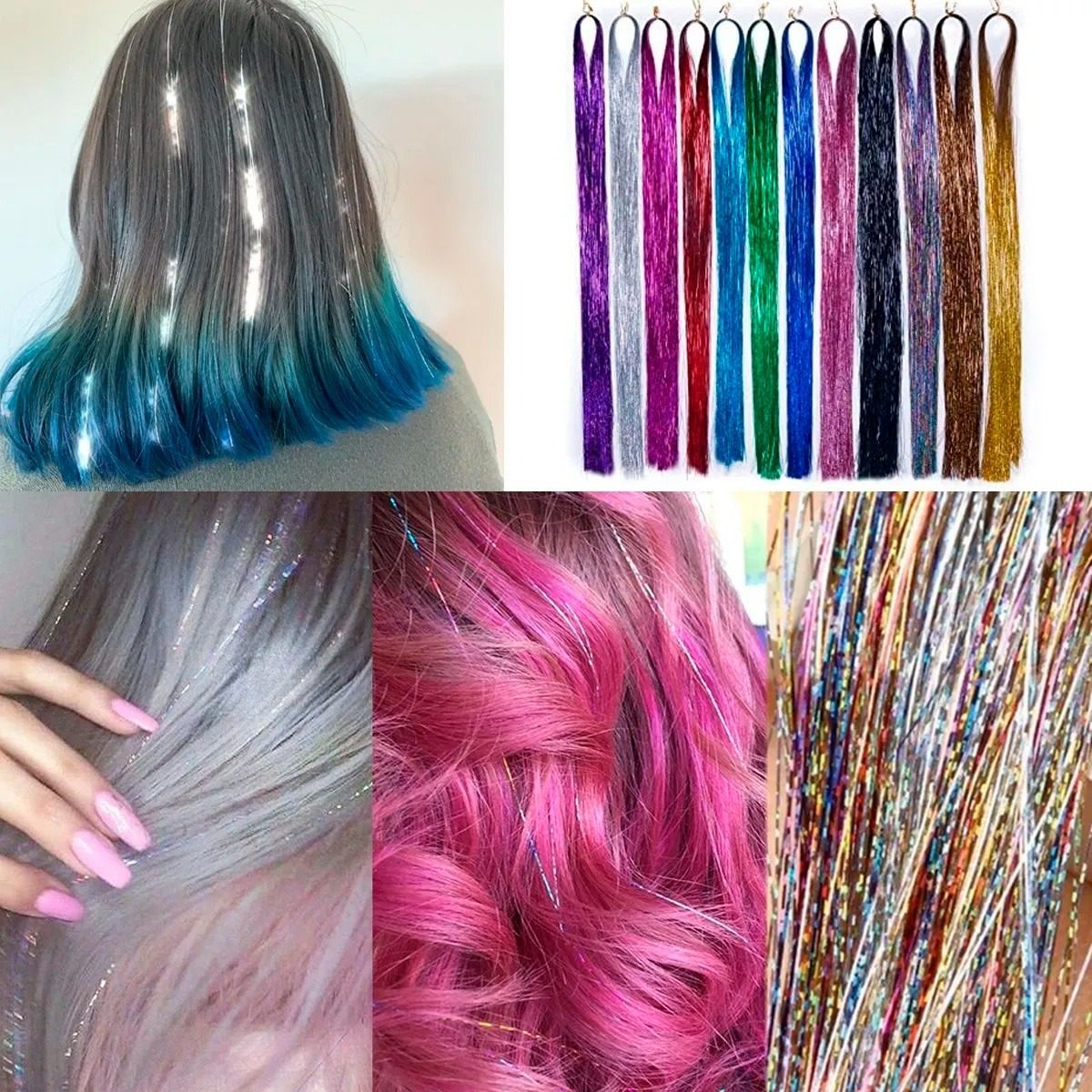 Extensiones De Brillos, Glitter Hair Tinsel 200hilos 100 Cm MercadoLibre