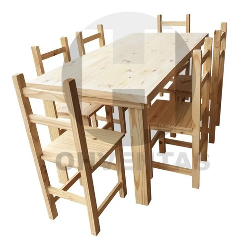 Combo ¡¡ Oferta !! Mesa Pino 160X80 + 6 Sillas Pino Ohventas | Mercadolibre