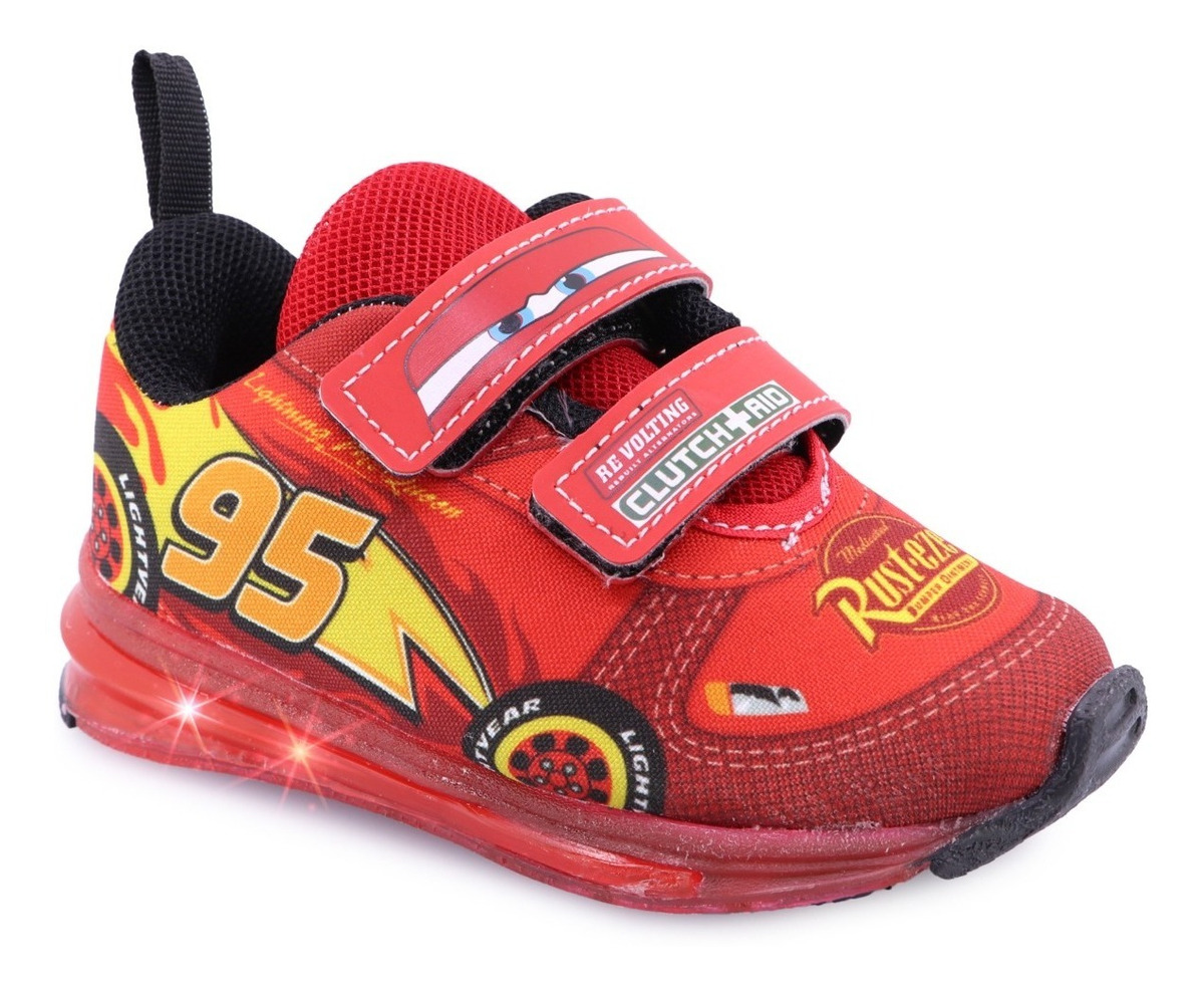 Tenis Niño Luces Led Rojo Disney 2712 Cars Rayo Mcqueen Gnv