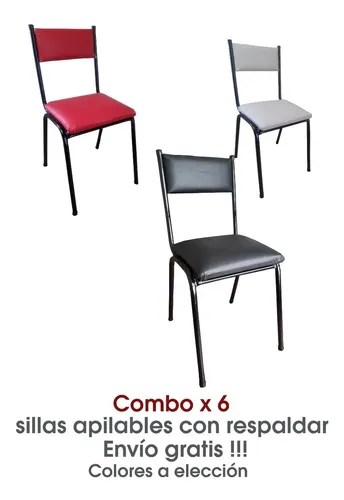 Sillas De Caño Apilables Reforzadas Con Respaldar X 6 | Shc Distribuciones