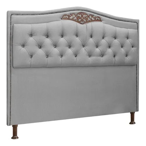 Cabeceira Estofada Holanda 1,60 Queen Linho Star Confort Cor Grafite