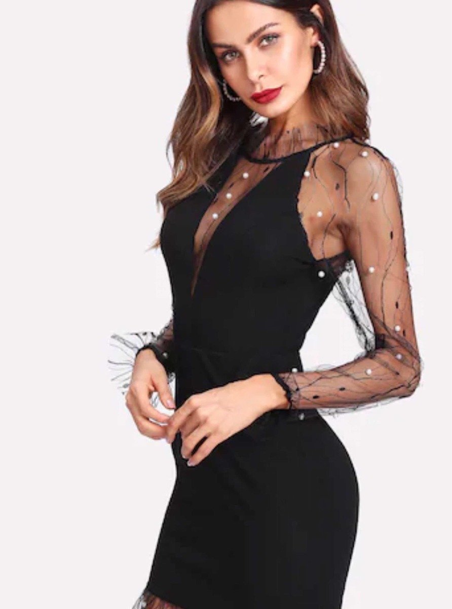 Vestido De Malla Con Perla Shein Mercado Libre