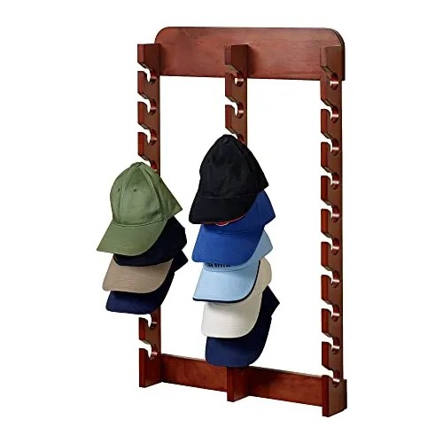 Wooden Ball Cap Display Wall Rack Classic Cherry Triple... Cuotas sin interés