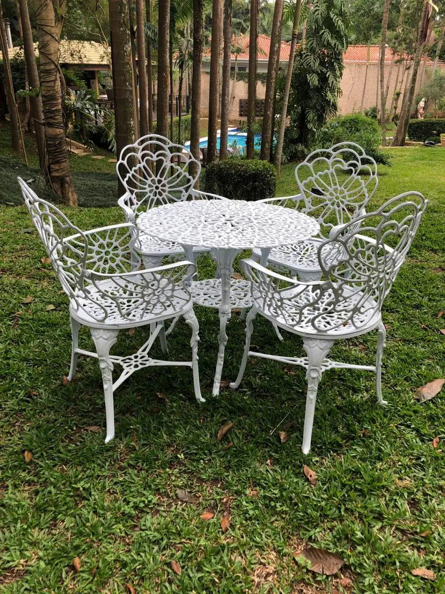 Conjunto De Cadeiras 1 Mesa Jardim Aluminio Fundido Mercado Livre