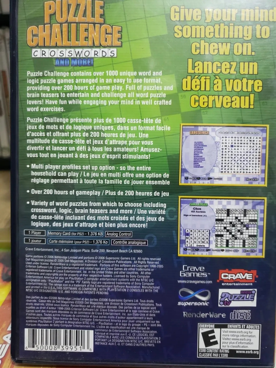Puzzle Challenge Crossword Ps2 Nuevos mr.game Mercado