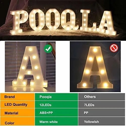 Pooqla Led Marquee Letter Lights Sign, Iluminar Letras Del A en venta