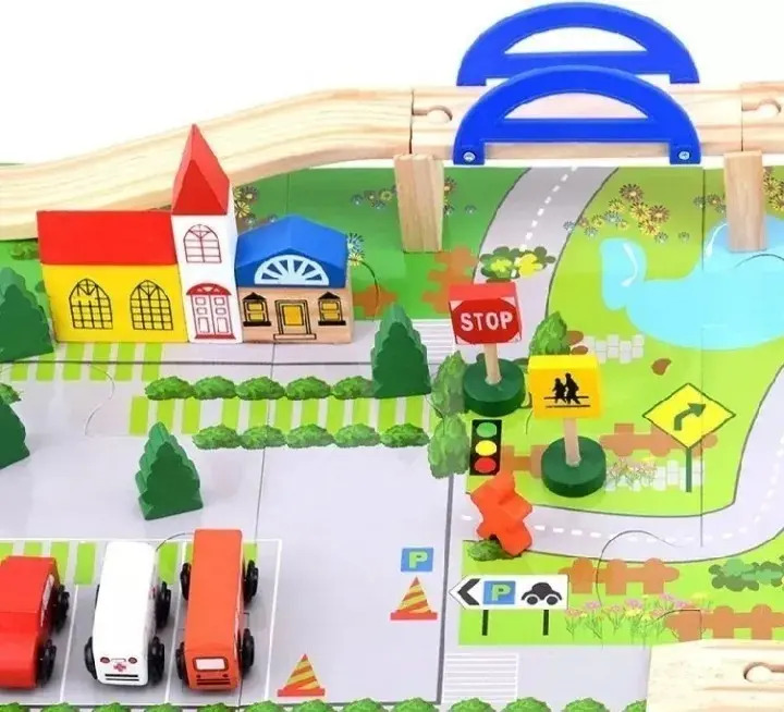 Pista De Autos Con Puente De Madera Juego Montessori Niños Mercado Libre