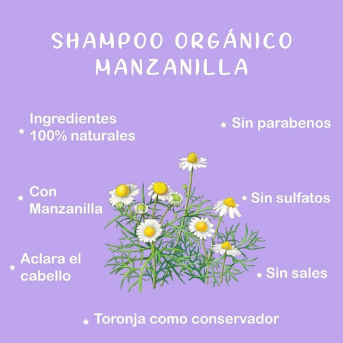 Shampoo Orgánico Manzanilla Aclarante Sin Sulfatos Sin Sal MercadoLibre