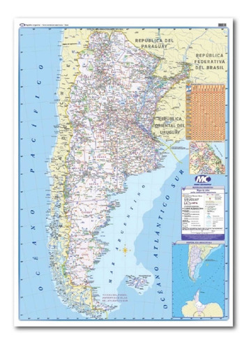 Mapa Argentina Rutas En Blister 100X70 Papel Actualizada | Mercadolibre