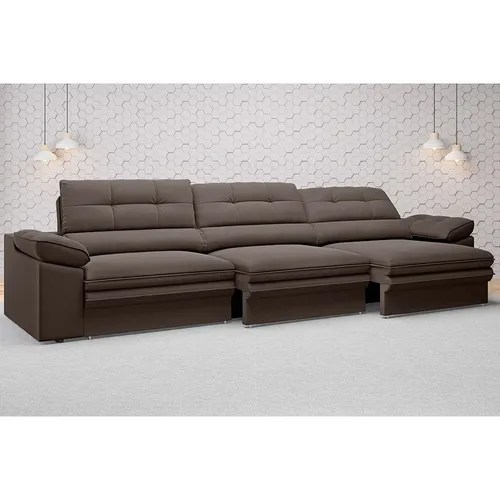 Sofá 6 Lugares Retrátil E Reclinável Zeus 2,90m Chocolate MercadoLivre