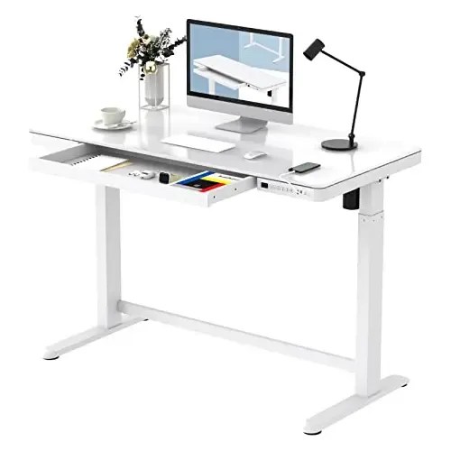 Eg8 Glass Electric Standing Desk With Drawers Charging Cuotas sin