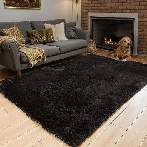 Tapete Alfombra Area Rug cor Preto. MercadoLivre