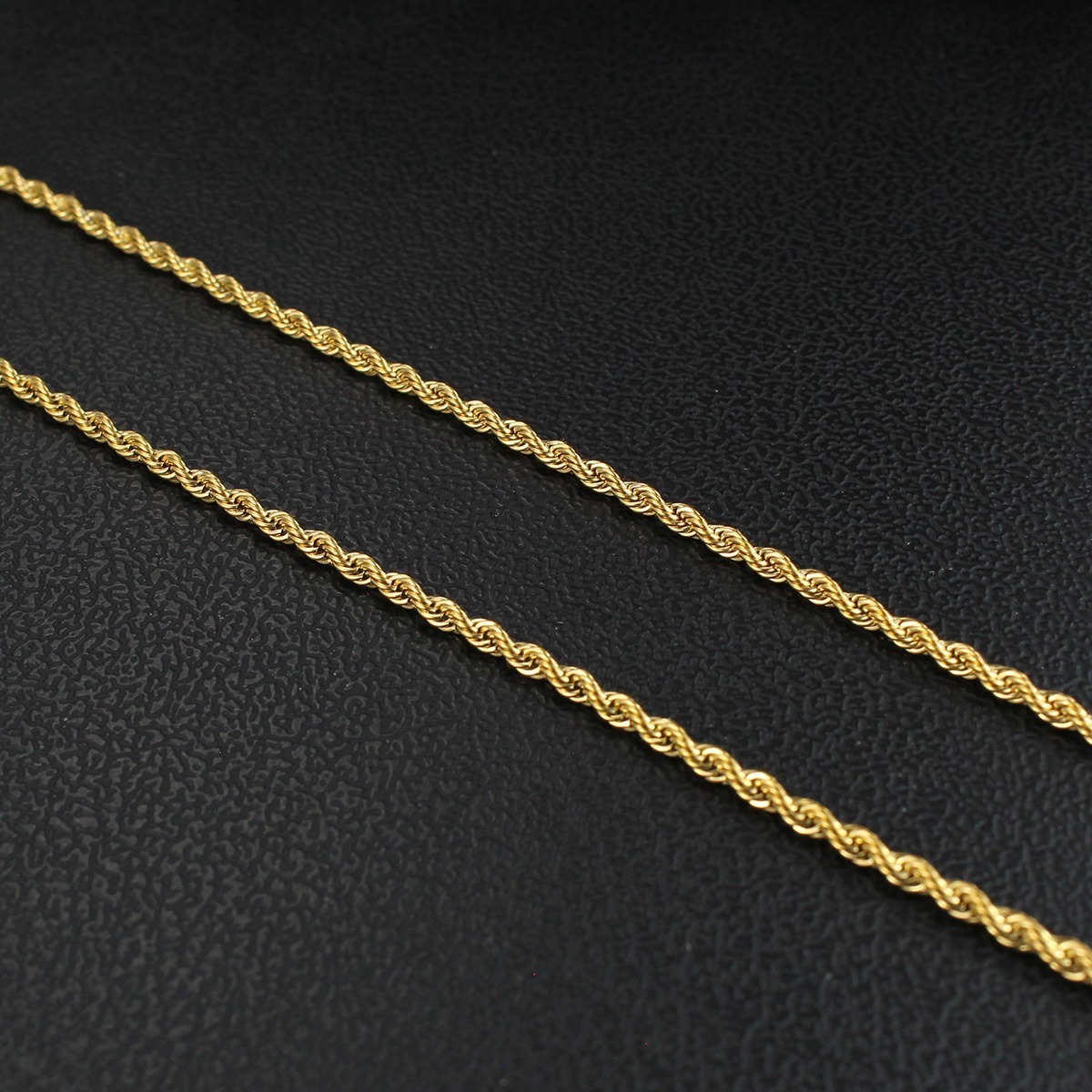 Cadena Tejido Torsal Delgada En Oro Laminado De 24k 3mm Meses sin