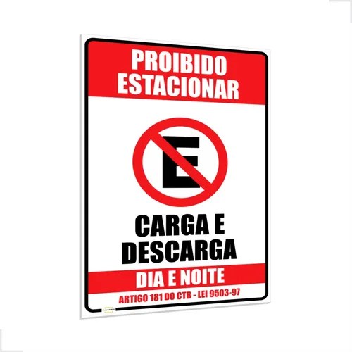 Placa Grande Proibido Estacionar Carga E Descarga 60x40cm Parcelamento sem juros