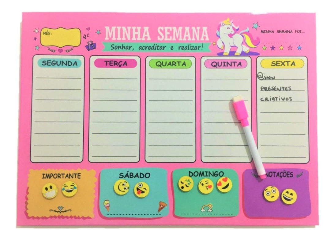 Calendário De Anotações Semanais Com Mercado Livre