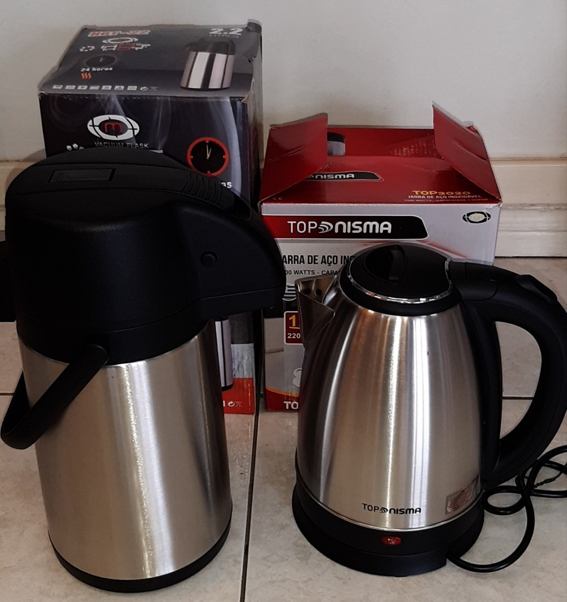 Kit Garrafa Térmica Inox 2,2 Litros + Jarra Elétrica 1,8l Mercado Livre