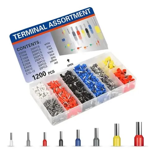 Kit 1200 Terminales Pin Tubular 8 Tipos Diferentes + Caja | Cuotas sin