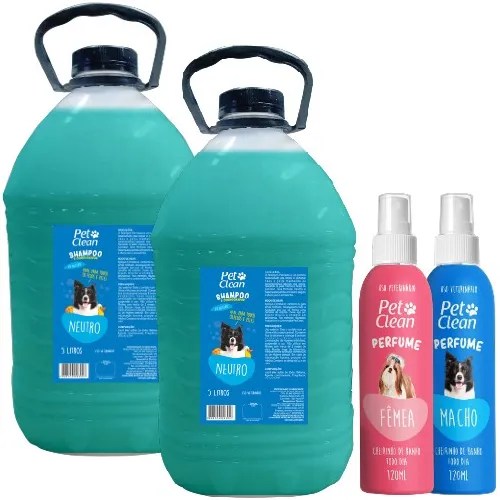 Kit Shampoo Cães Gato Pet Profissional Neutro 5 Lt + Perfume Frete grátis