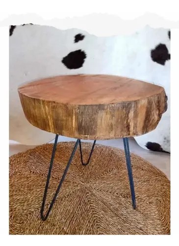 Mesa Ratona De Madera Rústica Con Base De Hierro | Universal_Deco