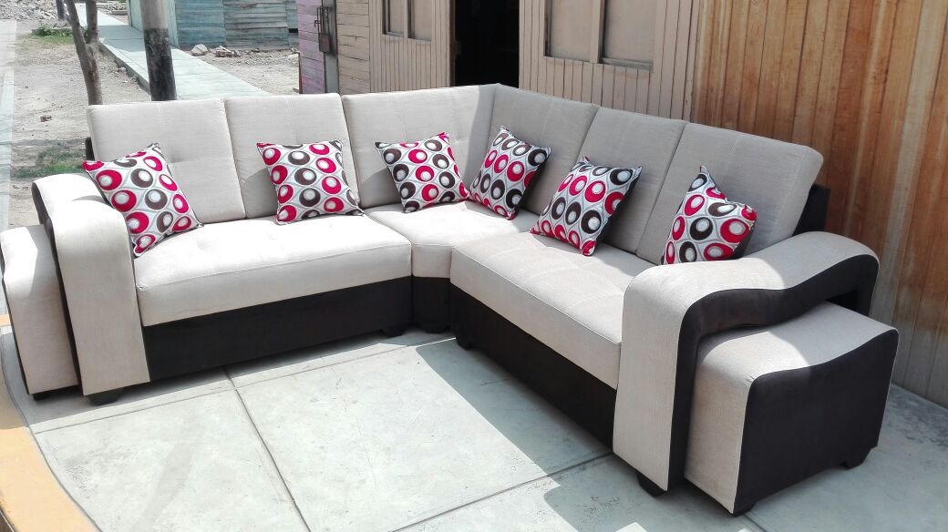 Juegos De Sala En L +6 Cojines Decorativos Mercado Libre