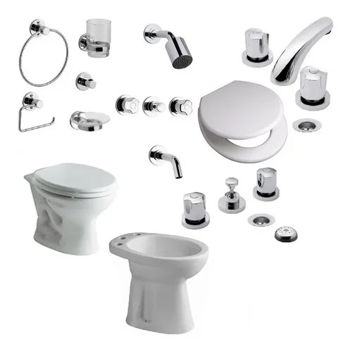 Combo Sanitarios Ferrum Griferias Fv Baño Completo Juego Kit | Santagal - Baños Y Cocinas