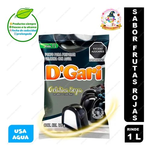 5 Gelatinas Dgari Negra Sabor Frutos Rojos Dulce Colágeno