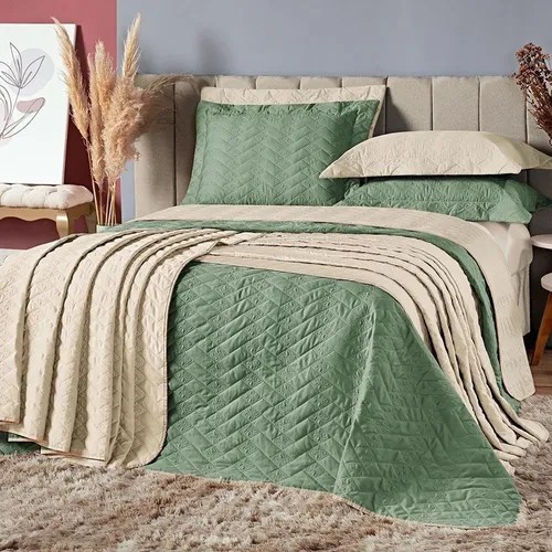 Kit Cobre Leito Queen Marrakechi Micropercal 03 Peças Verde