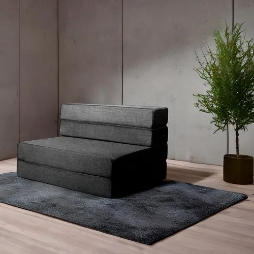 Sofá Cama Matrimonial Plegable, Con Soporte Firmé Color Gris