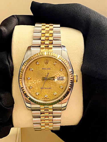 Rolex Datejust 36mm Aco Ouro Com Diamantes Modelo Novo Mercadolivre