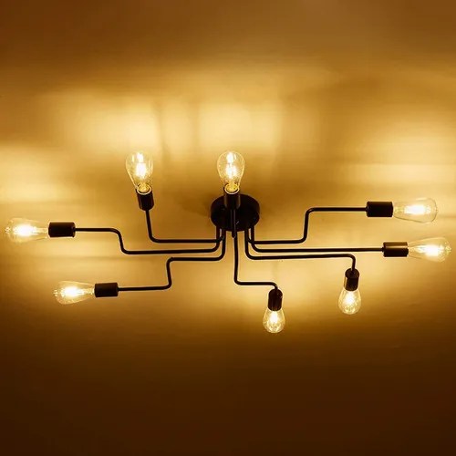 Luminária de teto de 8 luzes com acabamento semiremovível Sputnik