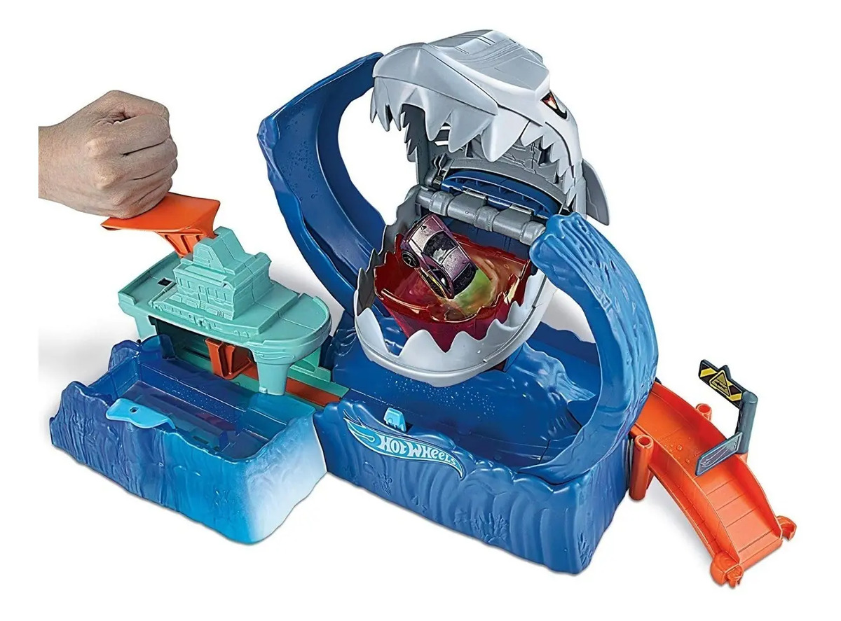 Pista Autos Hot Wheels Robo Tiburón Carro Cambia Color Mercado Libre