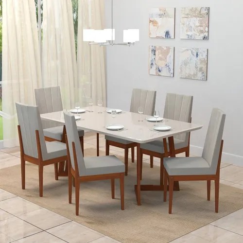Juego de mesa de comedor de 160 x 90 cm con tapa de vidrio y MDF con