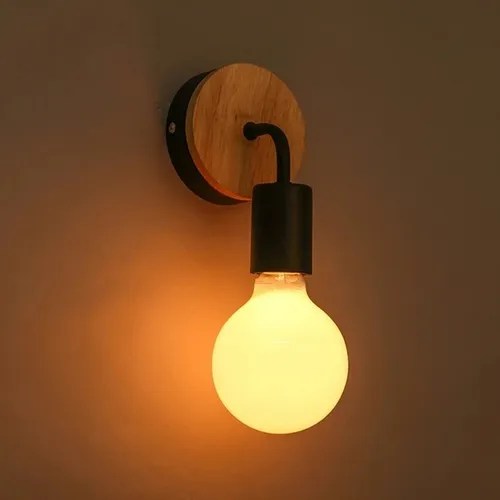 Aplique Portalámpara Pared Nordico Metal Madera Vintage en venta en