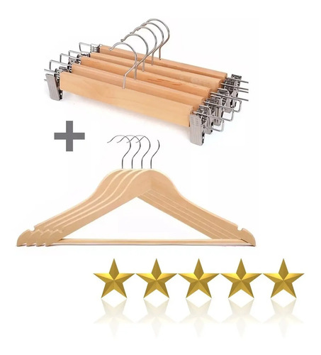 Pack De 70 Por Mayor Con 50 Perchas Madera Lustrada Mas 20 Con Ganchos Organizadores De Ropa Hogar Y Comercio | Envío Gratis