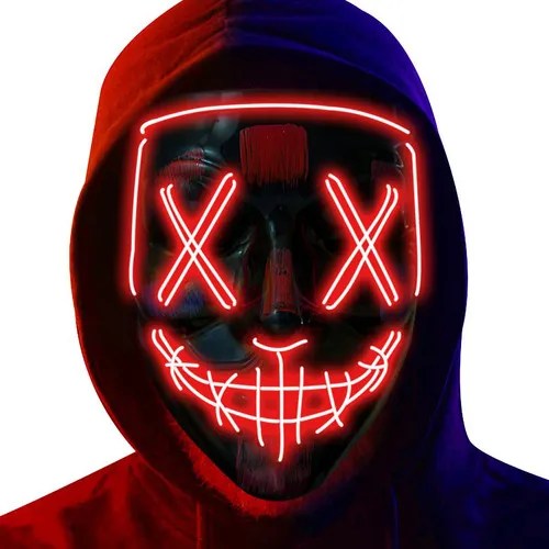 Máscaras Sin Rostro Mascara Led Neon Party Ballad Rave Color Rojo