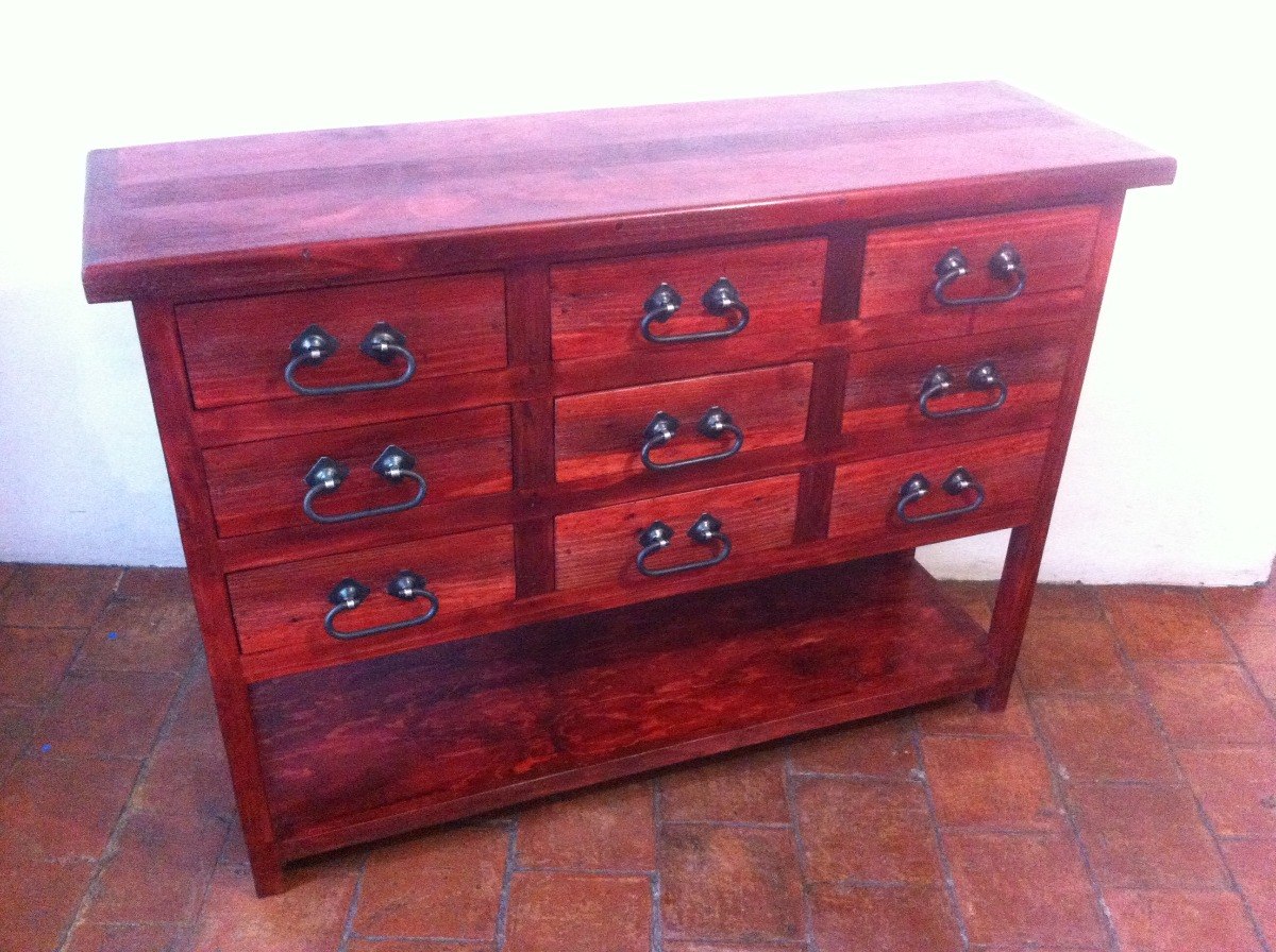 Cajonera Rústica Con 9 Cajones. Madera De Pino. Excelente!!! MercadoLibre