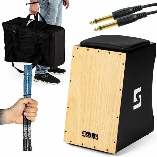 Cajon profissional elétrico acústico + Vassourinha + Cabo + Bag Frete