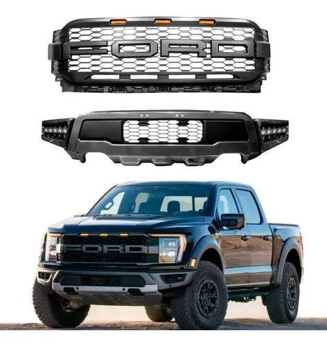 Defensa + Parrilla Led Tipo Raptor Ford F150 Lobo 2021