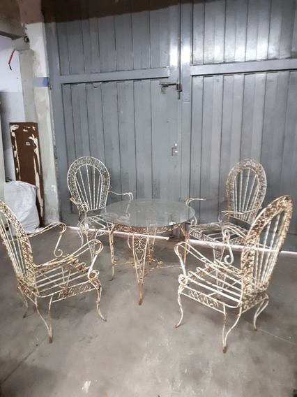 Juego De Jardin De Hierro Forjado Antiguo Usado | Mercadolibre 📦