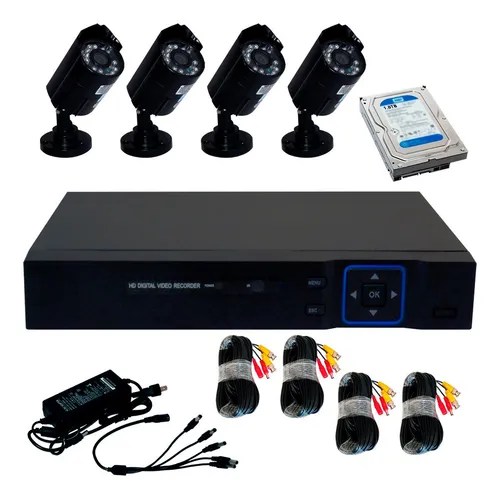 Kit Dvr 8 Canales Híbrida Con 4 Cámaras Ahd Y Disco Duro 1tb Meses