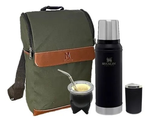 Set Equipo Matero Mate Uruguayo Cuero Camionero Mochila Termo Stanley Original 1 L Con Garantia De Por Vida Pico Cebador | Martino Mates