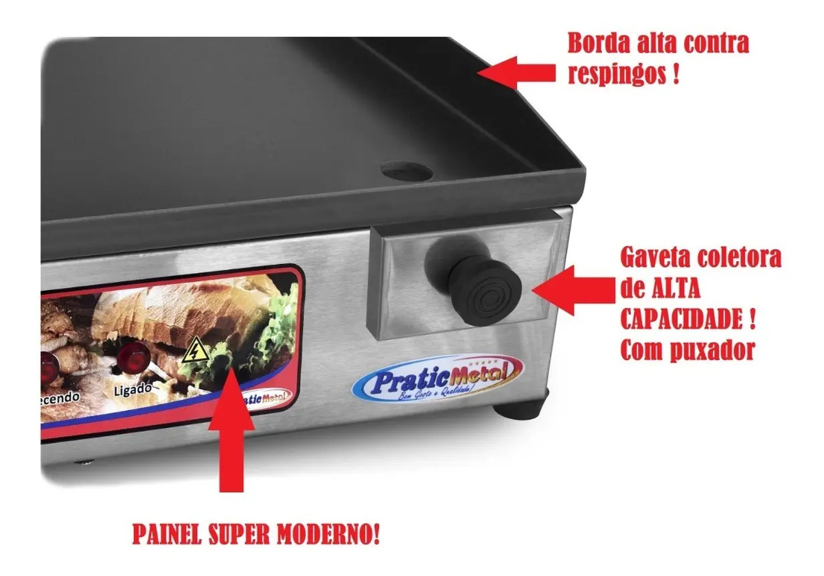 Chapa Lanche Hambúrguer Bife Porção Caseira 40x35 Elétrica ! Mercado