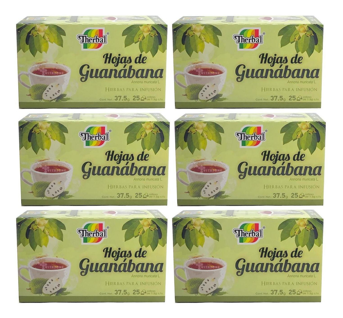 Hojas De Guanabana Té 25 Sobres Therbal 6 Cajas Mercado Libre