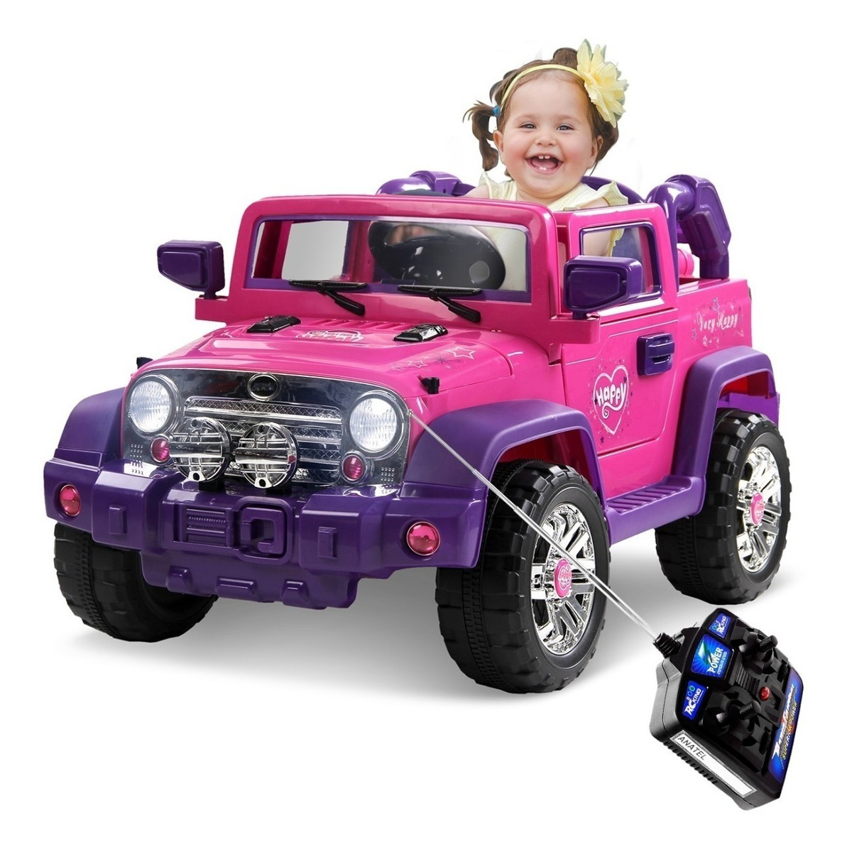 Carro Elétrico Infantil Jipe Rally 12v Controle Remoto Rosa Mercado Livre