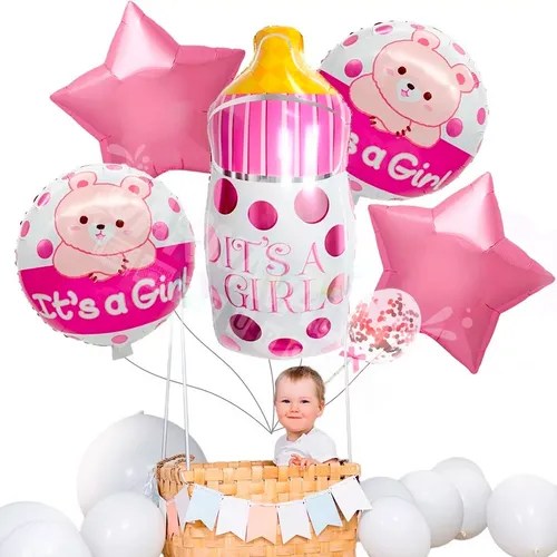 Kit Globos Baby Shower Niña Baby Mamila Girl Decoración Bebé Meses