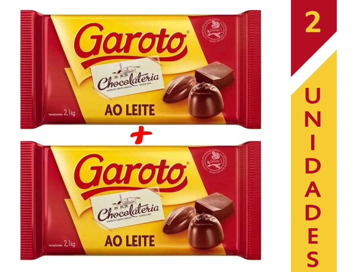 02 Barras De Chocolate Ao Leite Garoto 2,1kg P/ Ovos Páscoa Frete grátis