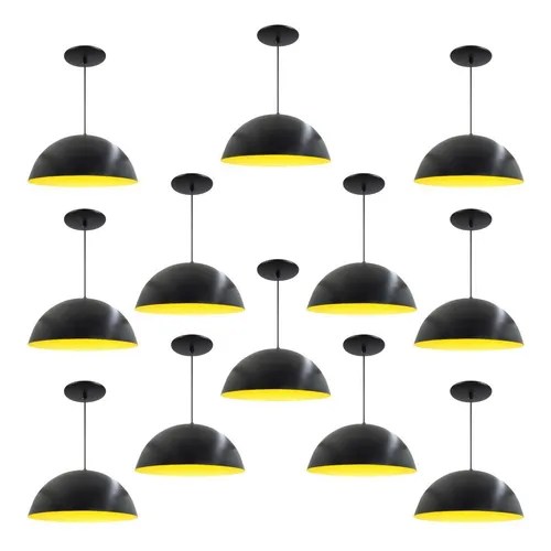 Kit 12 Luminária Pendente Meia Lua 50cm Interior Amarelo MercadoLivre